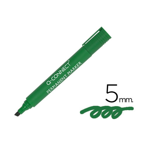 Marcador Permanente Biselado 5mm Verde - 10un