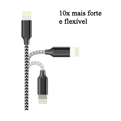 Cabo Lightning - USB A 3m - Nylon Preto