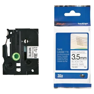 Fita Original Brother TZeN201 Preto/Branco 3.5mm
