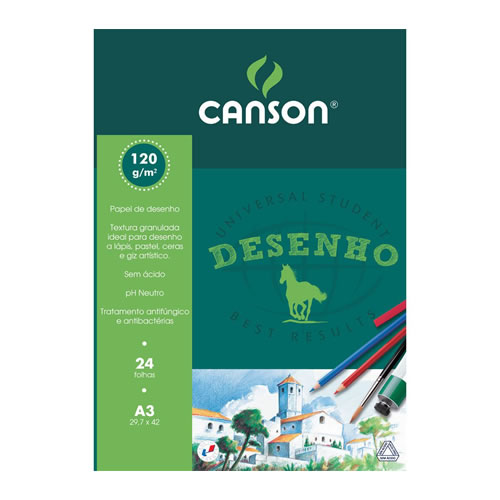 Bloco Desenho Canson A3 24 Folhas 120gr