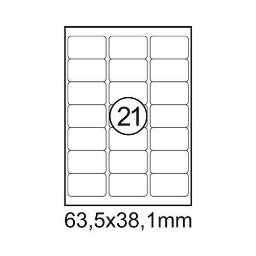 Etiquetas 63,5x38,1mm 100Fls A4 - 2100 etiquetas