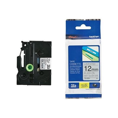 Fita Grav. Orig. Brother 12mmx8mts Prateado/Preto