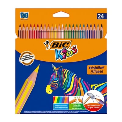 Lápis de Cor 18cm BIC Evolution Stripes - Cx 24un