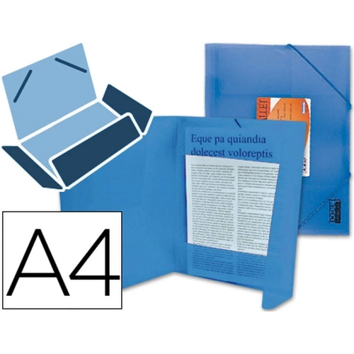Capa c/ Elásticos A4 com 3 abas - Azul