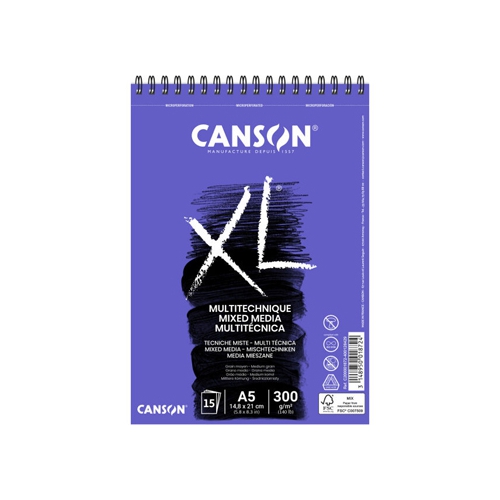 Bloco Espiralado Canson XL Mix Media A5 300gr 30F