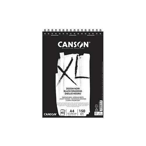 Bloco Espiralado Canson XL Dessin Noir A4 150gr 40