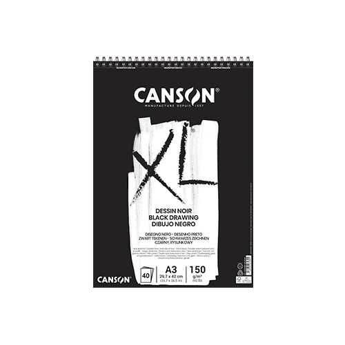 Bloco Espiralado Canson XL Dessin Noir A3 160gr 40