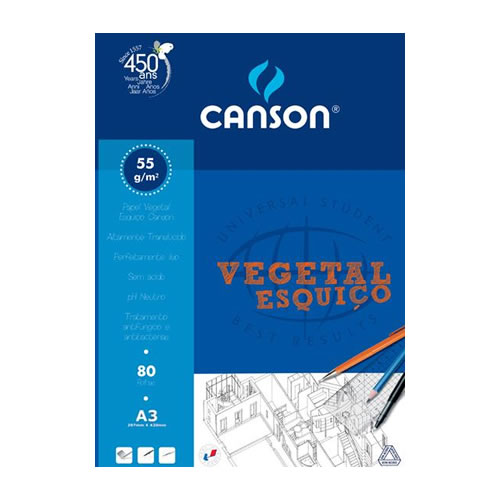 Bloco Papel Vegetal Canson (Esquiço)A3 55gr 80 Fls