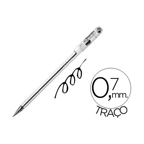 Esferográfica Pentel BK77 0.7 mm Preto Pack 12