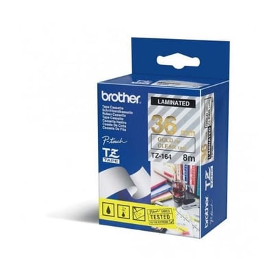 Fita Grav. Orig. Brother 36mmx8mts Transp./Dourado