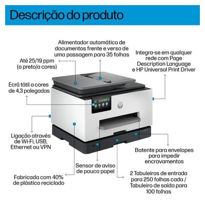 Multifunções HP OfficeJet Pro 9130b WiFi