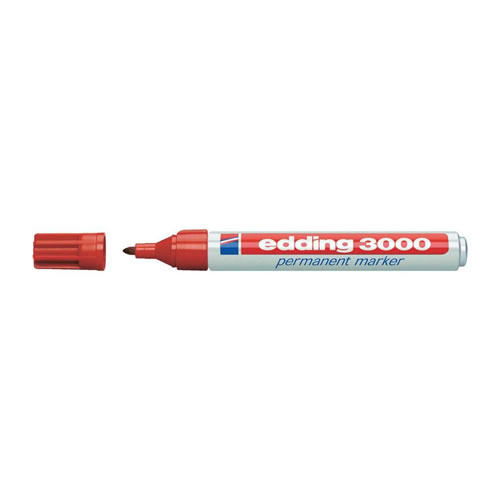 Marcador Grosso Edding 3000 Vermelho Cx 10un