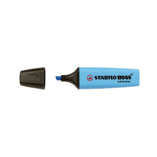 Marcador Stabilo Boss Fluorescente Azul Cx 10