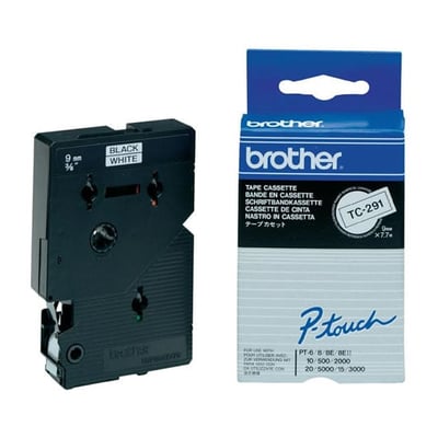 Fita Grav. Orig. Brother 9mmx7,7mts Branco/Preto