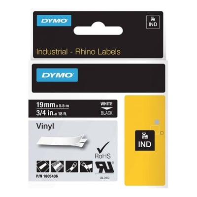 Fita Dymo Preta Vinílica / PVC 19mm x 5.5m