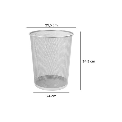 Caixote para Lixo em Rede Metálica 345x290mm Prata