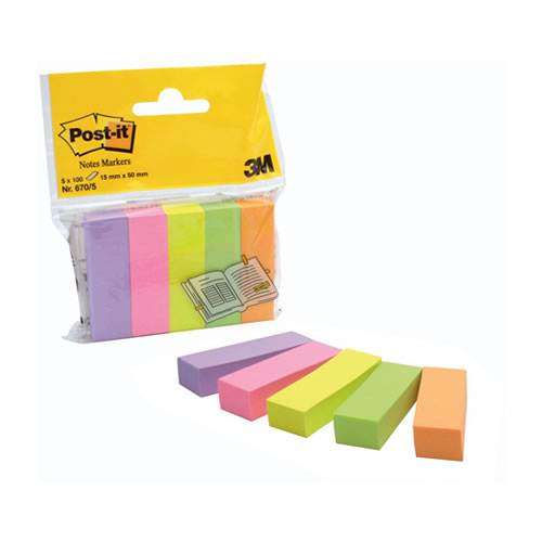 Mini Bloco de Notas Adesivas 15x50mm 5x100fls