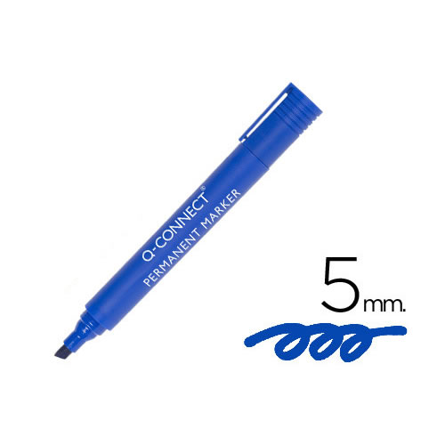 Marcador Permanente Biselado 5mm Azul - 10un