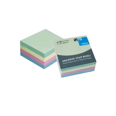 Bloco Adesivo Cores Pastel 75x75mm 400 Folhas
