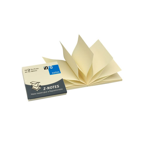 Bloco Ade. Zig-Zag 75x75mm Amarelo 100Flhs Pack 12