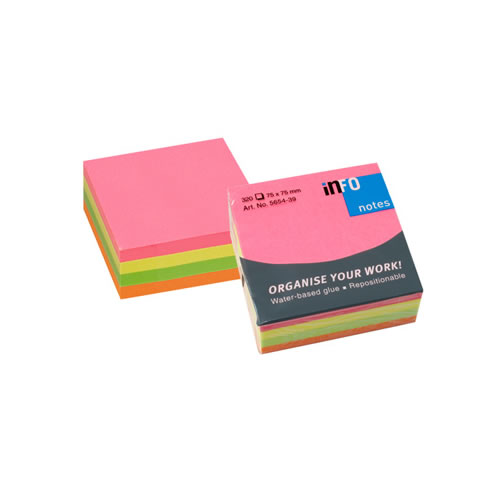 Bloco Adesivo Neon 75x75mm 320Folhas