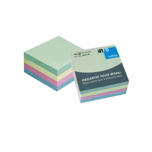 Bloco Adesivo Cores Pastel 75x75mm 400 Folhas