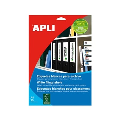 Etiquetas Apli 190x61mm 25 Hojas A4 100 etiquetas