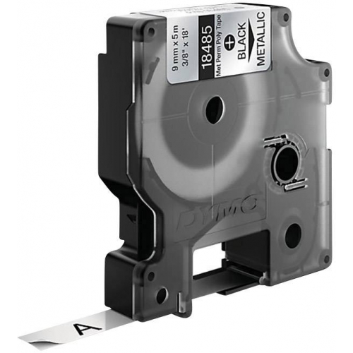 Fita Dymo Poliester Preto/Metálico 9mm x 5.5m