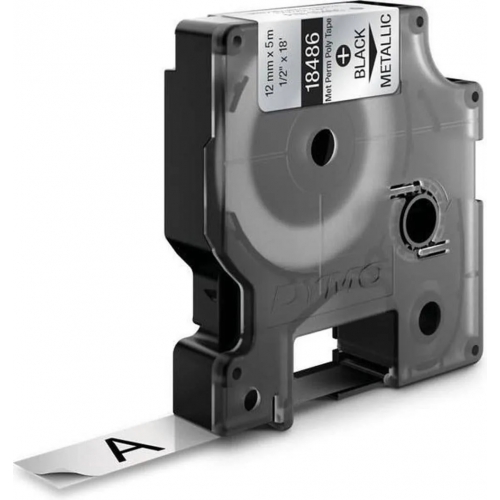 Fita Dymo Poliester Preto/Metálico 12mm x 5.5m