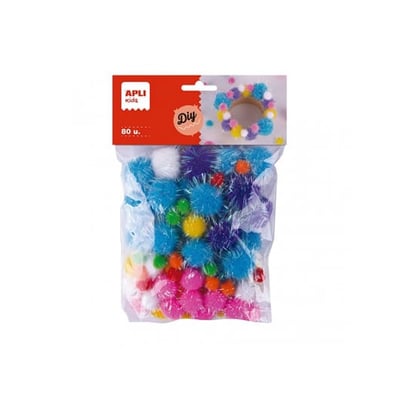 Pompones Apli Glitter Colores Surtidos 80un