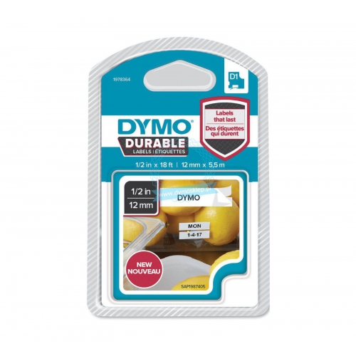 Fita Dymo D1 Preto/Branco 12mm x 5.5m