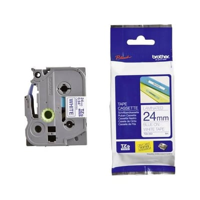 Fita Original Brother TZe253 Azul/Branco 24mm