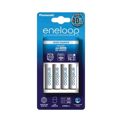 Cargador + 4 Pilas Recargables AA 1900mAh Eneloop