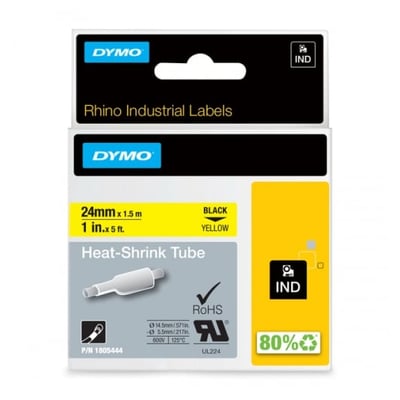 Fita Dymo Termo retrátil Preto/Amar.  24mm x 1.5m