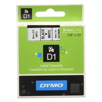 Fita Dymo D1 41913 9mmx7m Preto/Branco
