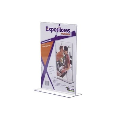Expositor Porta Precios Acrílico c/ 2 Caras A4 en T