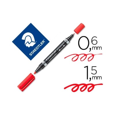 Marcador Staedtler Perm. Lumocolor Duo 348 - Vermelho Cx10