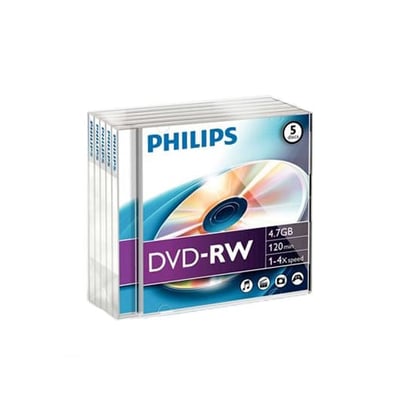 DVD-RW Philips 4.7GB 4X Jewel Case Pack 5