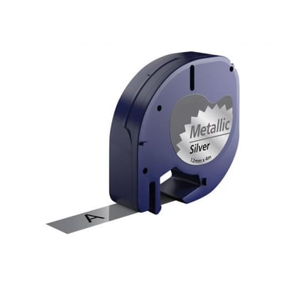 Fita Comp. Dymo 91208 12mmx4m Preto/Prata