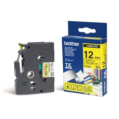 Fita Compatível Brother TZe-631 12mmx8mts Amarelo/Preto