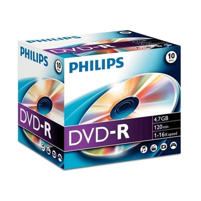 DVD-R Philips 4.7GB 16X Jewell Case Pack 10