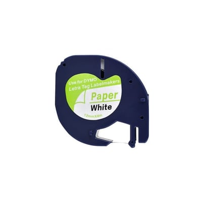 Fita Papel Compatível Dymo 12mmx4m Preto/Branco