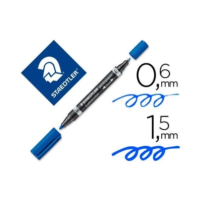 Marcador Staedtler Perm. Lumocolor Duo 348 - Azul Cx10