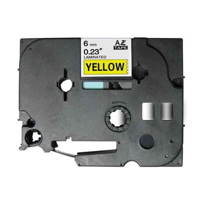 Fita Compatível Brother TZe-611 6mm x 8m Preto/Amarelo