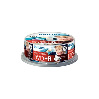 DVD+R Philips 4.7GB 16X Pack de 25 en espiral imprimible
