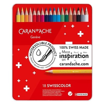 Lápis de Cor Aquareláveis Caran d’Ache Swisscolor - 18 Cores