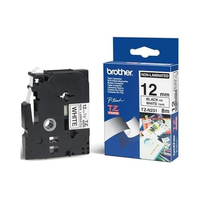 Fita Grav. Orig. Brother 12mmx8mts Branco/Preto