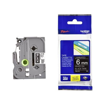 Fita Original Brother TZe315 Preto/Branco 6mm