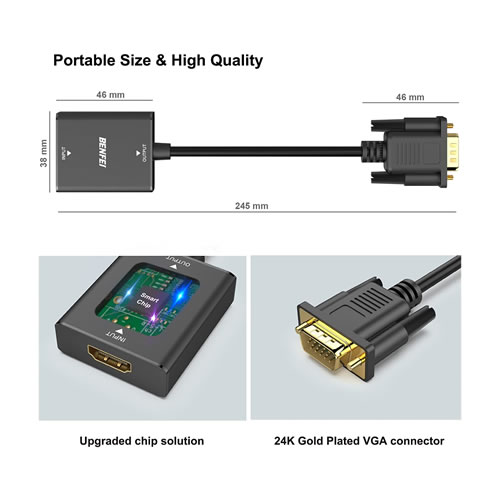 Adaptador VGA Macho para HDMI Fêmea