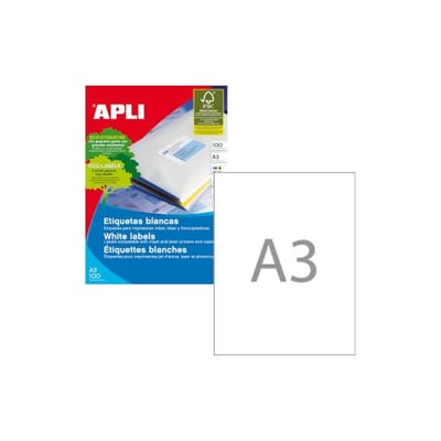 Etiquetas 297x420mm 100Fls A3 Apli 100un